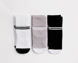 squid socks -Non-Slip Baby Socks - Black, Grey, White with Stripes: 0 - 6M