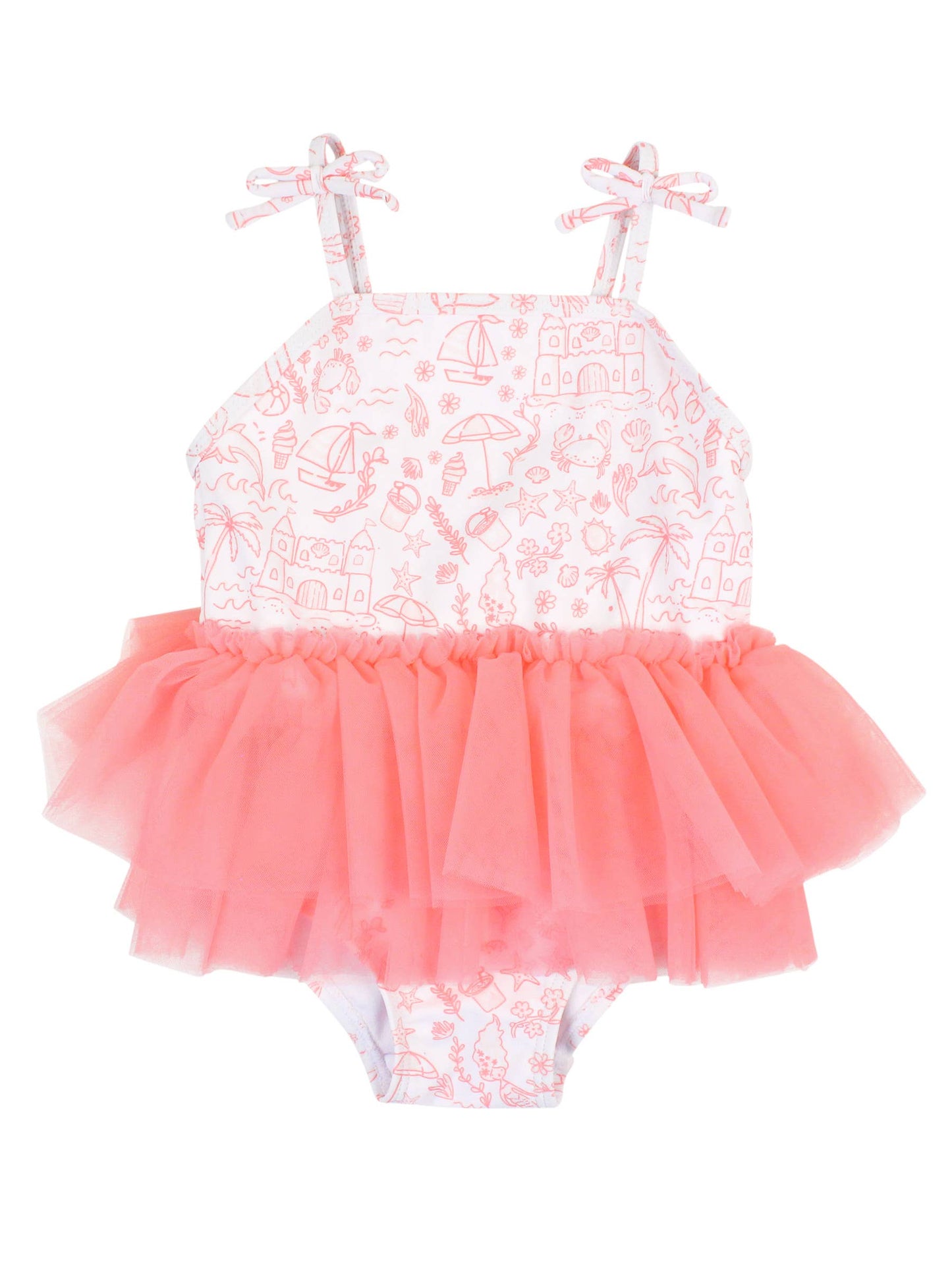 One Piece Suit Tulle Skirted - Seaside