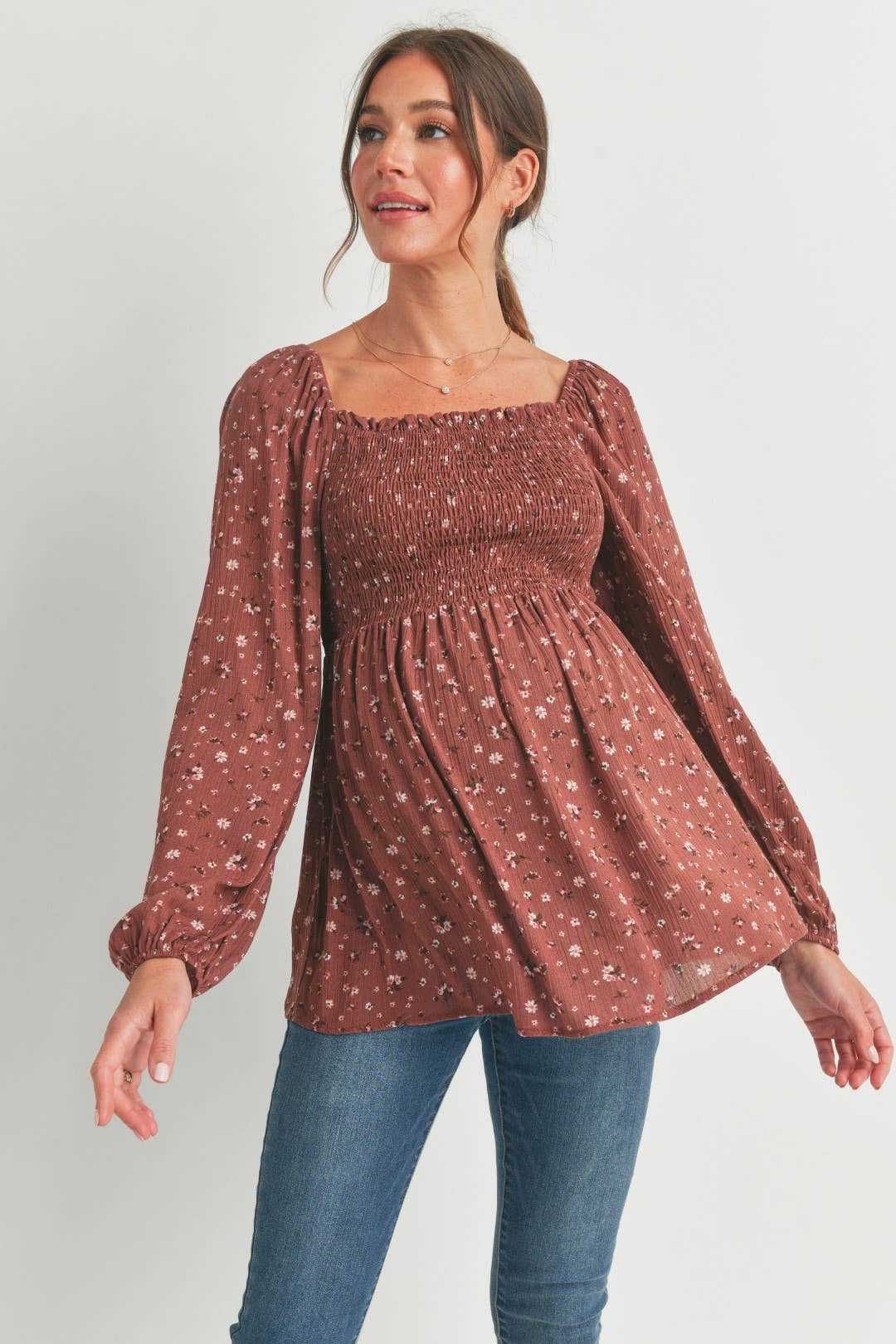 Floral Smocked Blouse Maternity