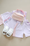 Color Block Shirt & Shorts Set - Pink