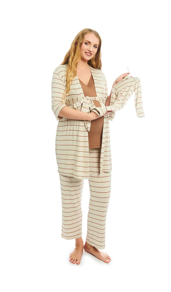 Women's 5-Piece Set - Mocha Stripe