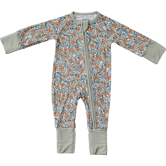 Bamboo Zipper Romper - Meadow