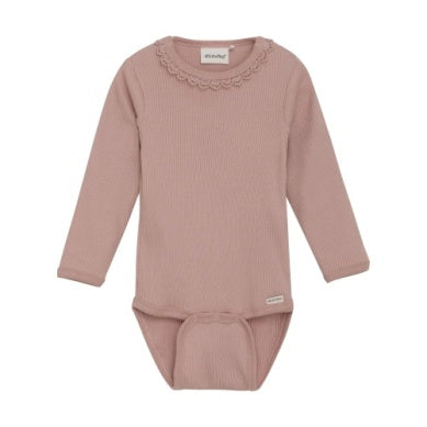 Minymo - LS Bodysuit - Ribbed Rose