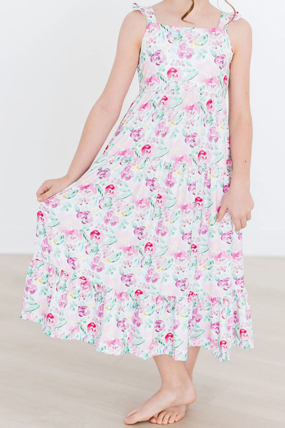 Ruffle Maxi Dress - Watercolor Floral