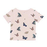 Crew Neck Tee in Blush Butterfly