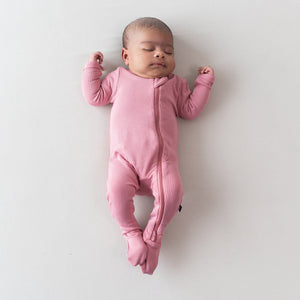 Kyte Baby - Ribbed Zipper Footie in Apple Blossom