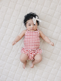 Ruched Bloomer Set - Red Check