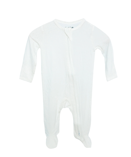 LUXE Bamboo Footie Pajamas - White