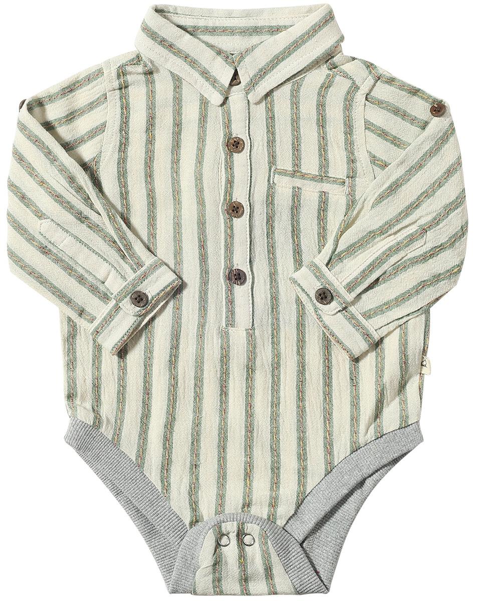Jasper Woven Onesie - Green Stripe