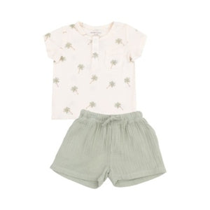 Henley Short Set - Palm Trees
