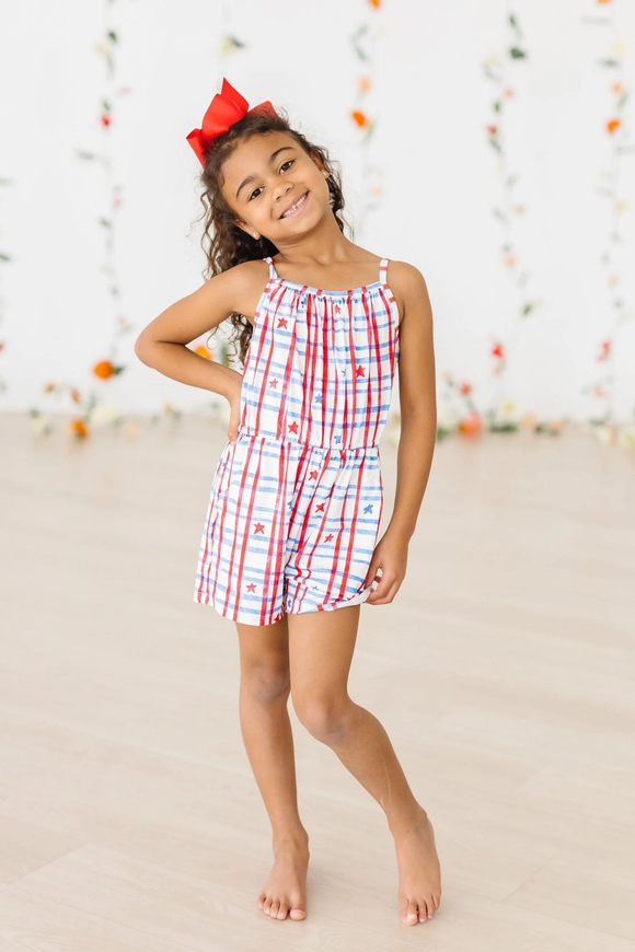 Strappy Play Romper - Plaid