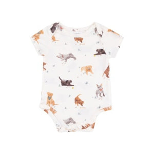 Short Sleeve Bodysuit - Watercolor Puppies