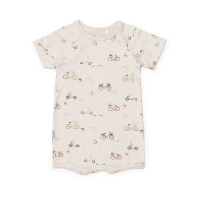 Cotton Modal Tee Romper - Bikes