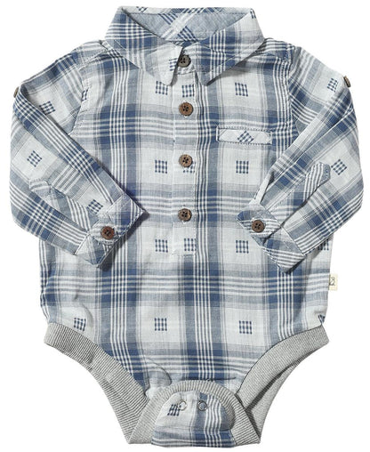 Jasper Woven Onesie - Blue Plaid
