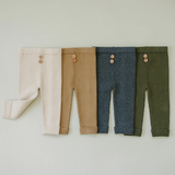 Organic Cotton Knit Leggings - Olive