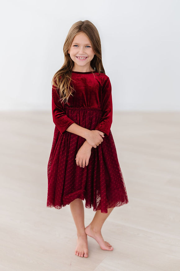 Mila & Rose Cranberry Velvet Tutu Dress