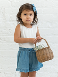 Organic Callie Chambray Ruffle Waist Shorts