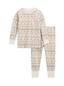 Organic Baby Long Sleeve Jammies - Fairisle / Fawn