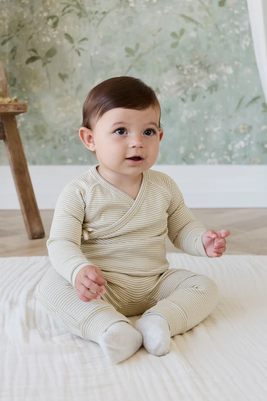 Micah Wrap Onepiece - Hay Stripe