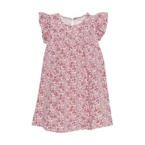 Pink Flutter Sleeve Floral Gauze Dress