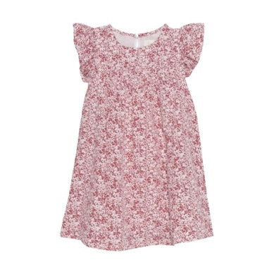 Pink Flutter Sleeve Floral Gauze Dress