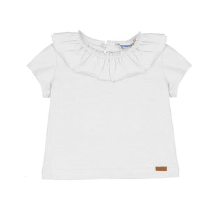 Ruffle Collar SS Tee - White