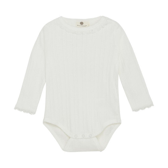 En Fant - LS Bodysuit - White Pointelle