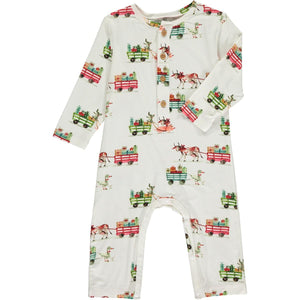 Henley Romper Long Sleeve - Farm Cart