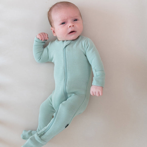 Kyte Baby - Ribbed Zipper Footie in Thyme