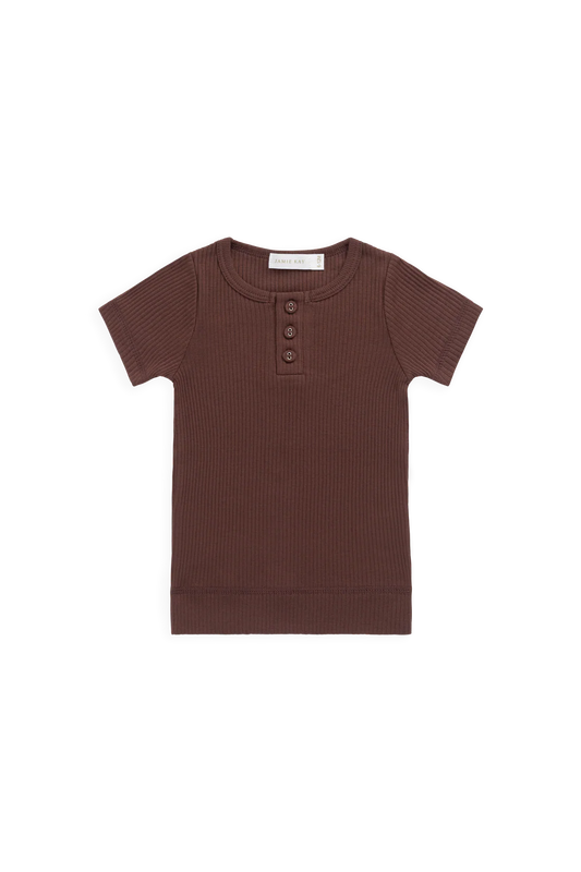 Henley Tee - Burnt Cinnamon