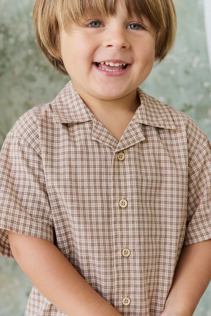Silas Collared Shirt - Cocoa Check