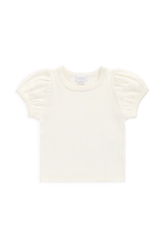 Pointelle Rhea Top - Parchment