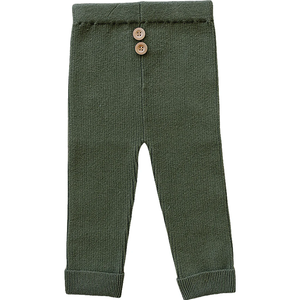 Organic Cotton Knit Leggings - Olive