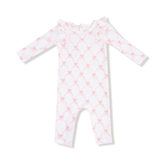 Ribbon Bow Trellis - L/s Ruffle Romper