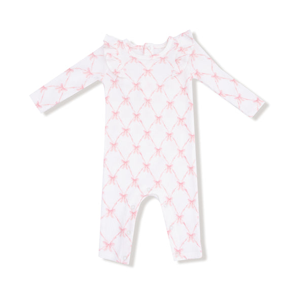 Ribbon Bow Trellis - L/s Ruffle Romper
