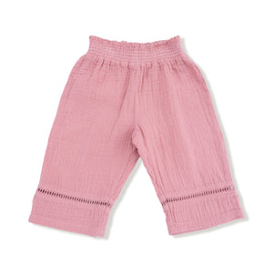 Muslin - Solid - Rose Elegance - Smocked Waist Pants