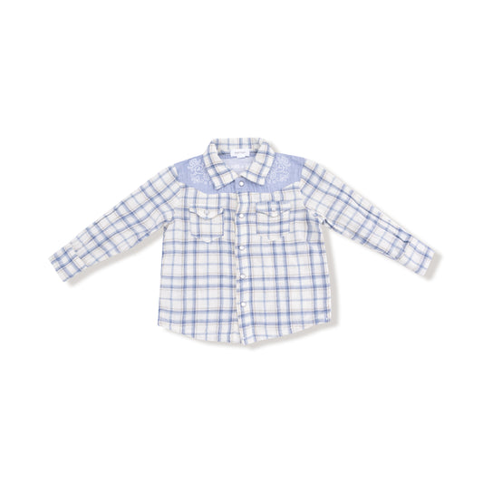 Blue Plaid - L/s Western Pearl Snap Shirt