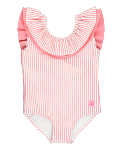 RuffleButts - Bubblegum Seersucker Ruffle One Piece