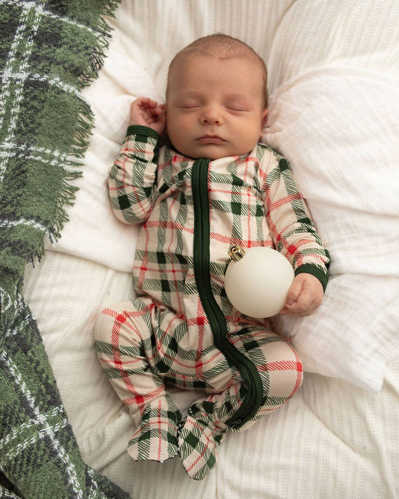 Bamboo Baby Zip Sleeper - Green Christmas Plaid