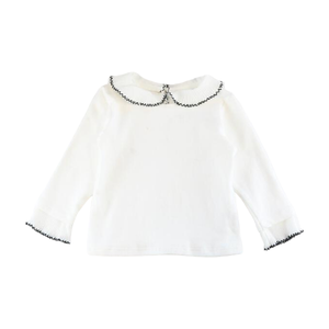 White Pleated Collar Top