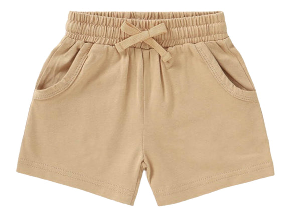 Little Organic Co. - Organic Shorts with pockets relaxed minimalist style: caramel