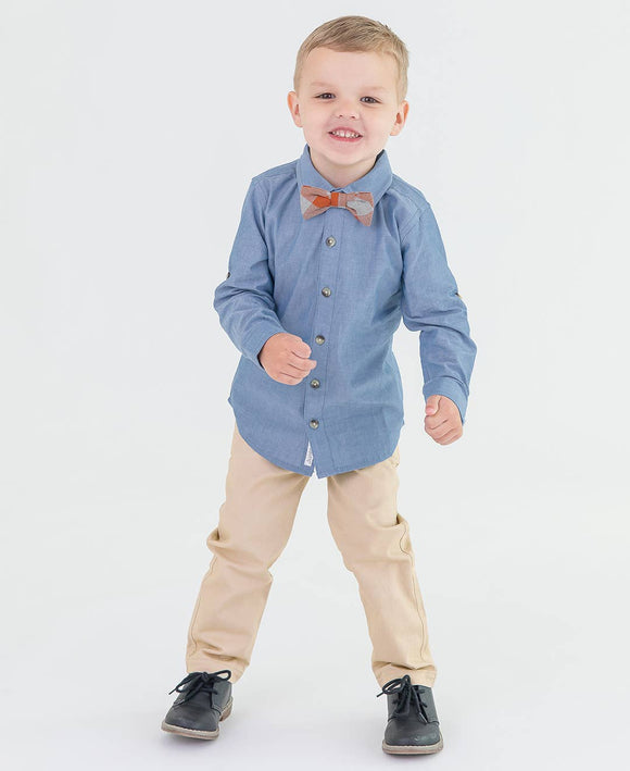 RuffleButts - Boys Khaki Stretch Chino Pants