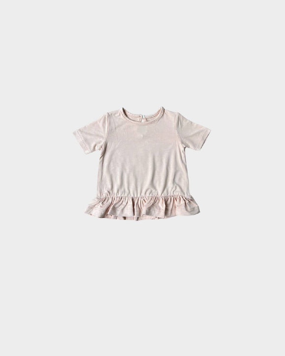 Girl's Peplum Top in Blush