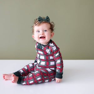 Lola & Taylor - White Tartan Infant Romper