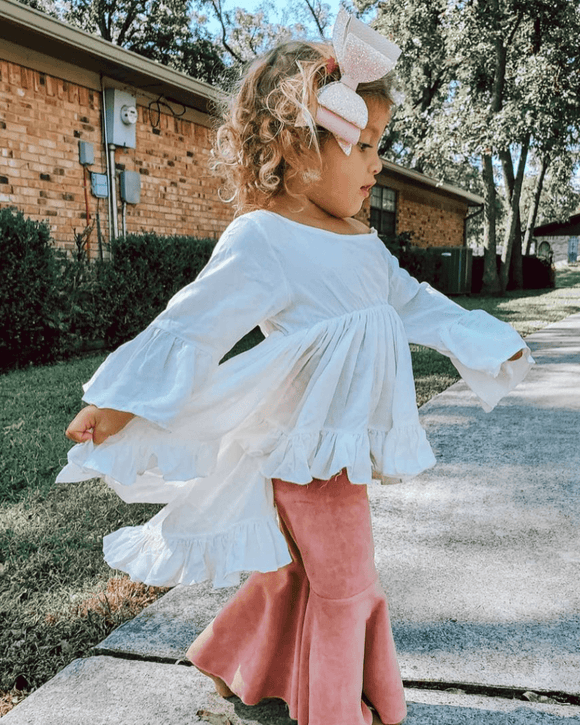 Bailey's Blossoms - Lina Velour Bell Bottoms - Lollipop Pink