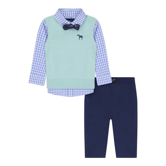 Andy & Evan - Sweater Vest Set - Blue Gingham