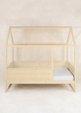 Twin House Bed with Rails - Natural