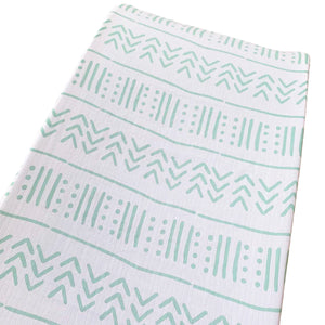 Muslin Changing Pad Cover - Seafoam Mudcloth